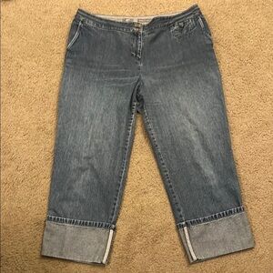 J Jill cuffed denim crop in medium indigo wash